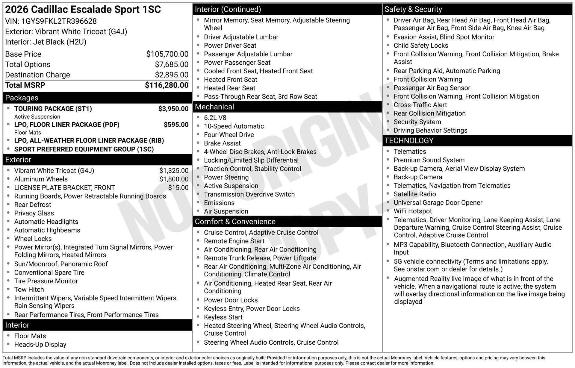 New 2026 Cadillac Escalade Sport w/ Touring Package AWD/4WD image 3