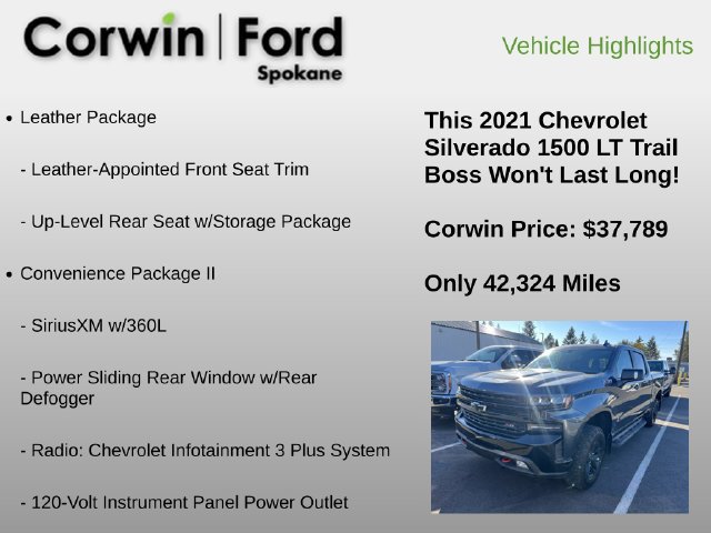 Used 2021 Chevrolet Silverado 1500 LT Trail Boss w/ Convenience Package II AWD/4WD image 6