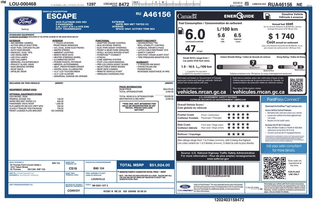 Used 2024 Ford Escape Platinum w/ Class II Trailer Tow Package image 35