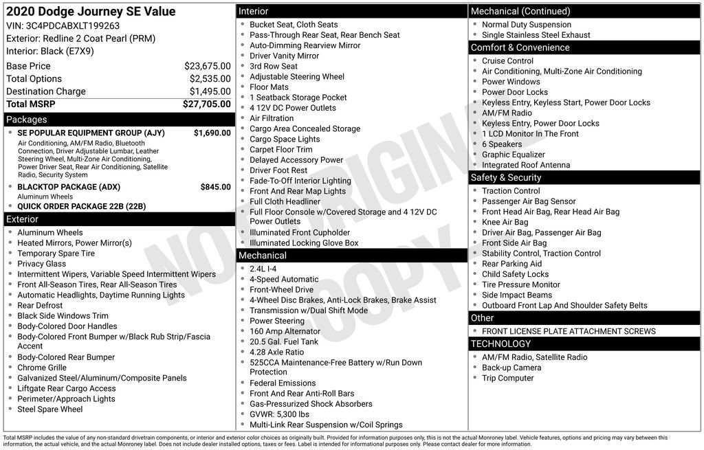 Used 2020 Dodge Journey SE w/ SE Popular Equipment Group image 6