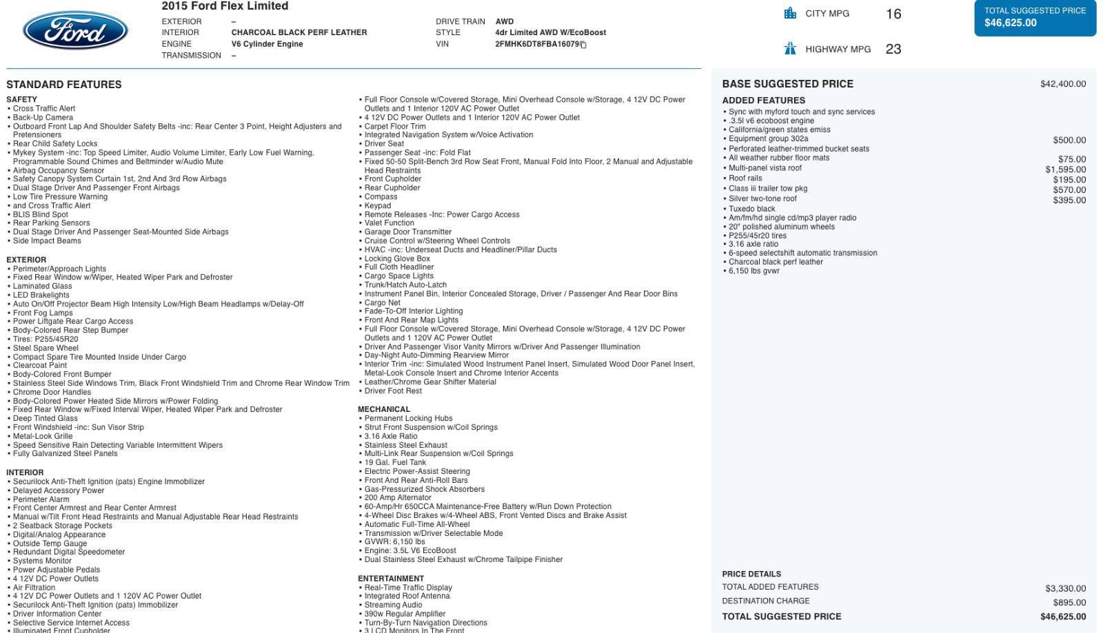 Used 2015 Ford Flex Limited w/ Equipment Group 302A AWD/4WD image 5