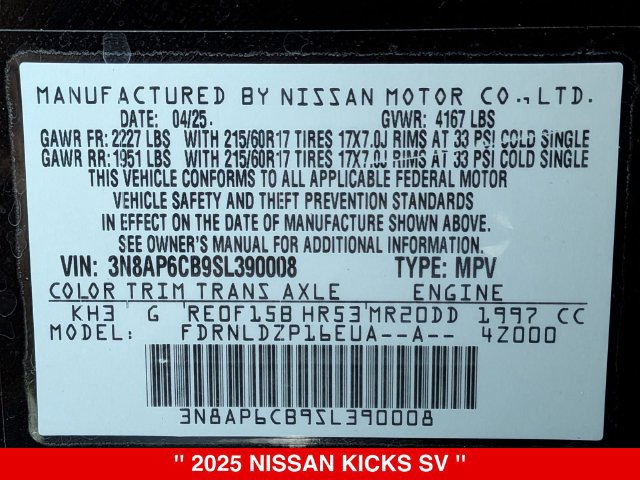 Certified 2025 Nissan Kicks SV AWD/4WD image 38