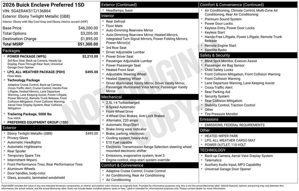 New 2026 Buick Enclave Preferred w/ Power Package image 43