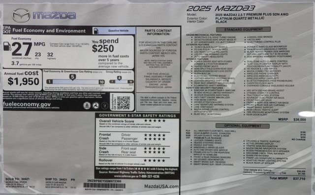 New 2025 MAZDA MAZDA3 2.5 Turbo Premium Plus Package image 46