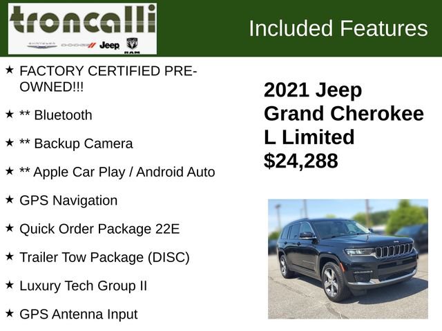 Certified 2021 Jeep Grand Cherokee L Limited w/ Luxury Tech Group II AWD/4WD image 5