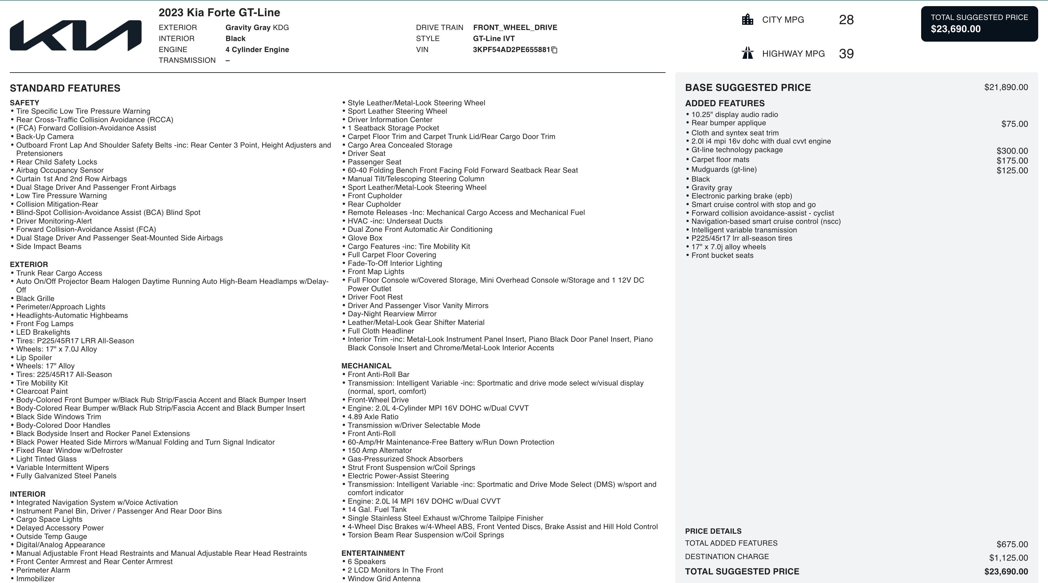 Used 2023 Kia Forte GT-Line w/ GT-Line Technology Package image 4