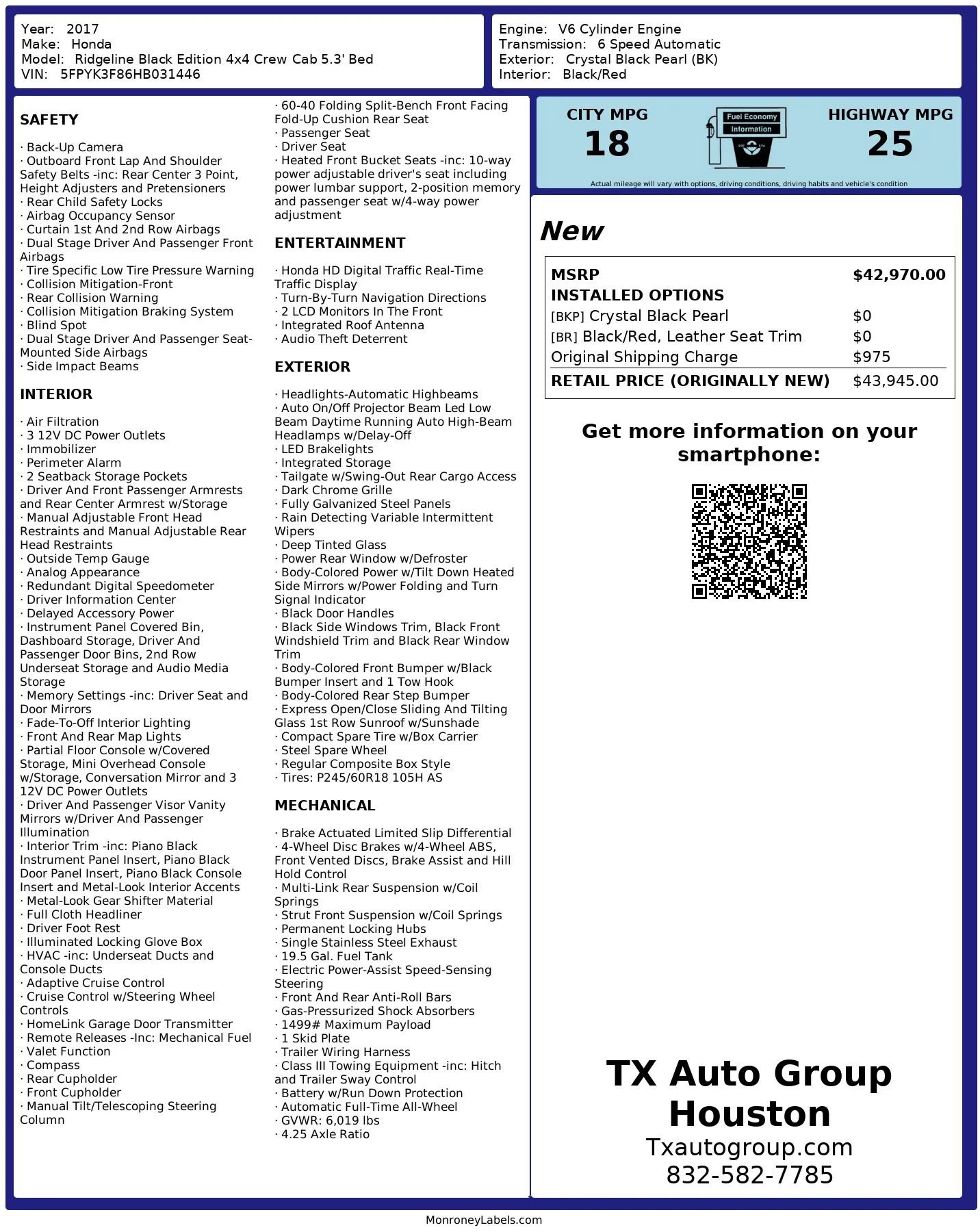 Used 2017 Honda Ridgeline Black Edition image 3