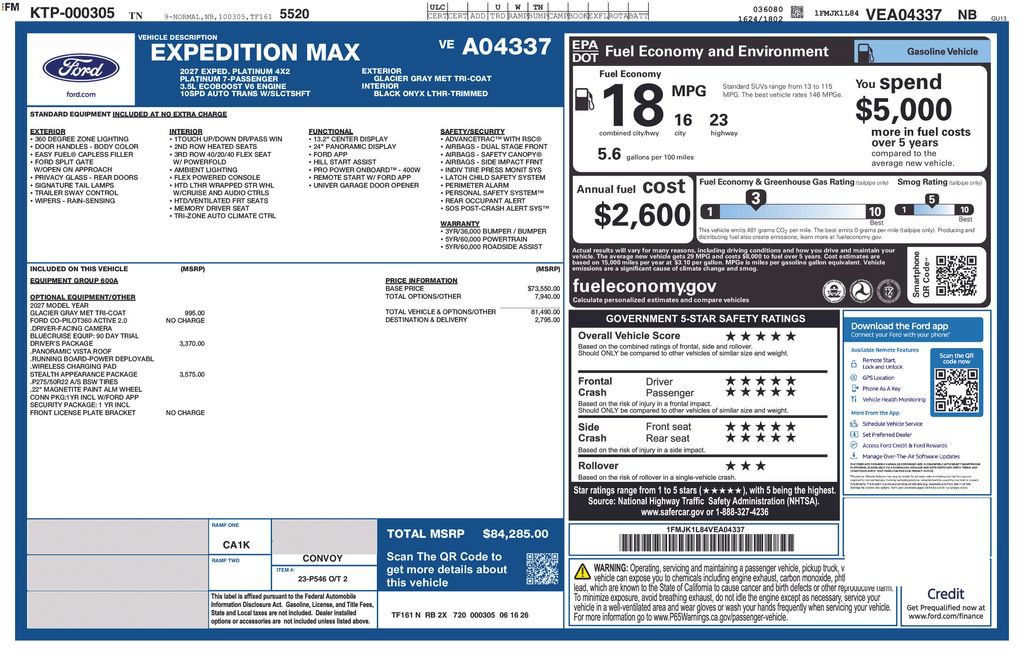 New 2027 Ford Expedition Max Platinum w/ Stealth Appearance Package RWD image 71