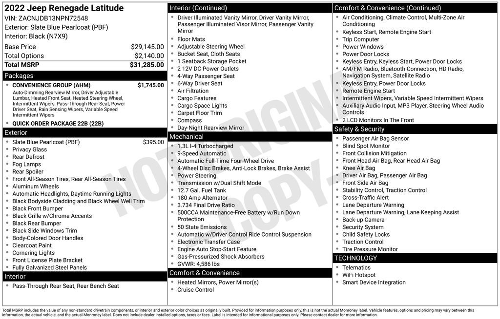 Used 2022 Jeep Renegade Latitude w/ Convenience Group