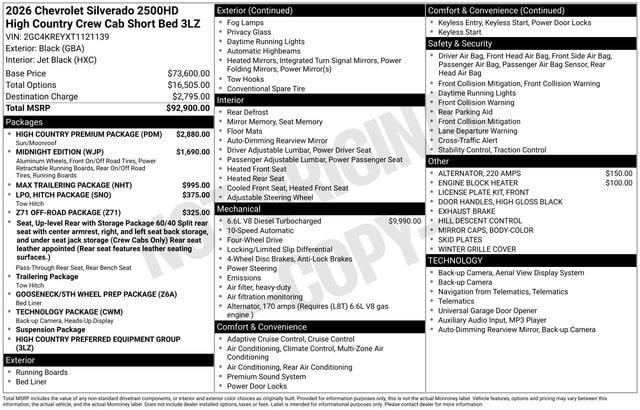 New 2026 Chevrolet Silverado 2500 High Country w/ High Country Premium Package AWD/4WD image 33