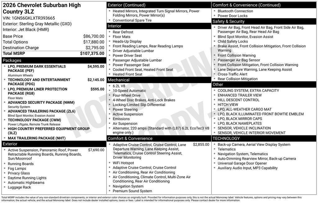 New 2026 Chevrolet Suburban High Country AWD/4WD image 25