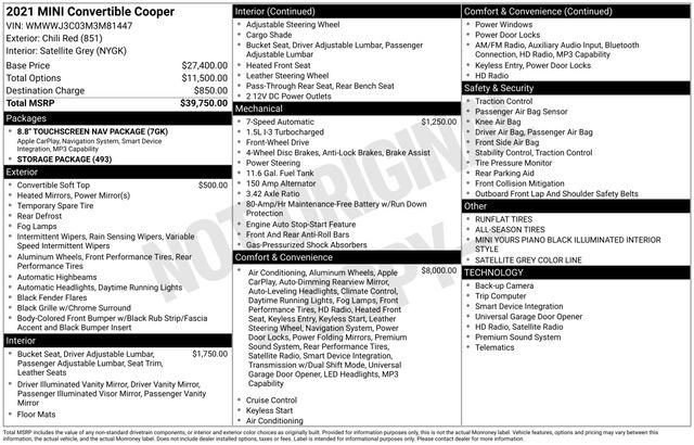 Used 2021 MINI Cooper Convertible image 1
