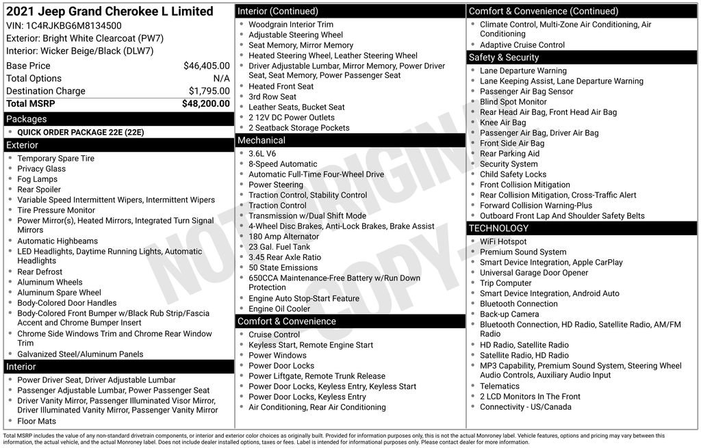 Certified 2021 Jeep Grand Cherokee L Limited AWD/4WD image 43