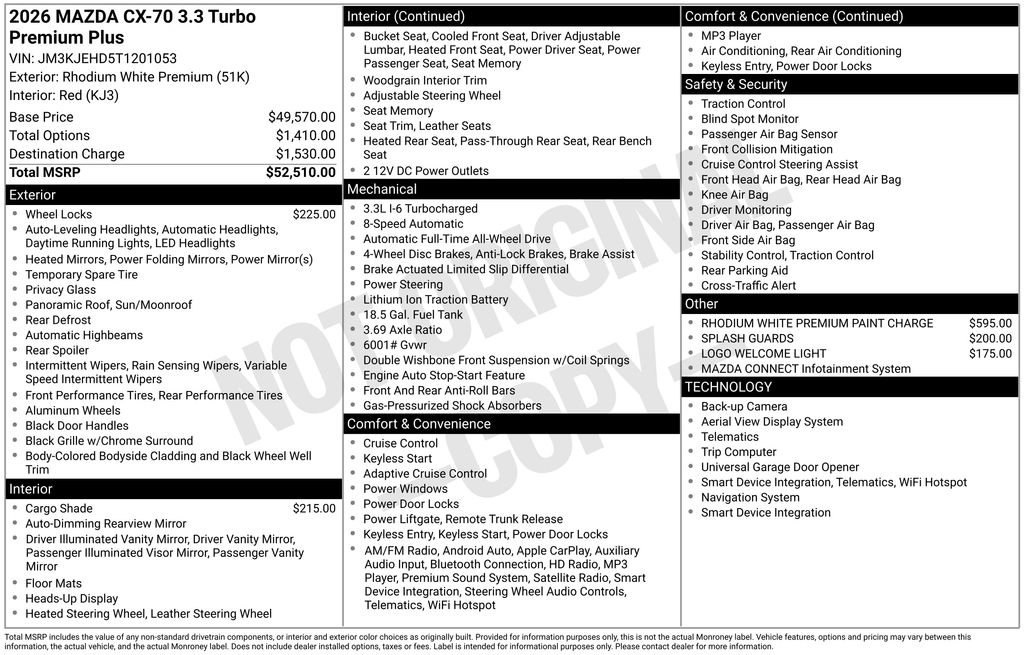 New 2026 MAZDA CX-70 3.3 Turbo w/ Premium Plus Pkg image 6