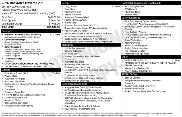 New 2026 Chevrolet Traverse Z71 w/ Driver Confidence Package image 26