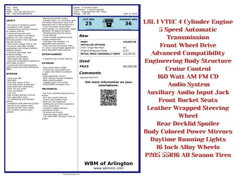Used 2009 Honda Civic LX-S image 2