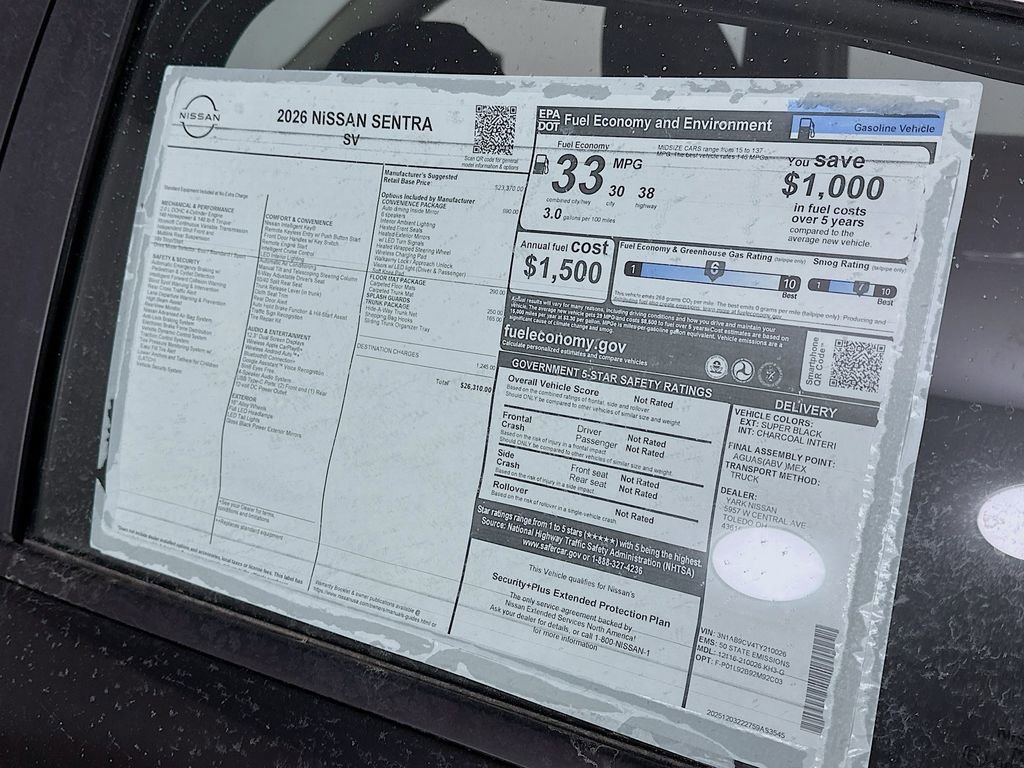 New 2026 Nissan Sentra SV w/ SV Convenience Package image 13