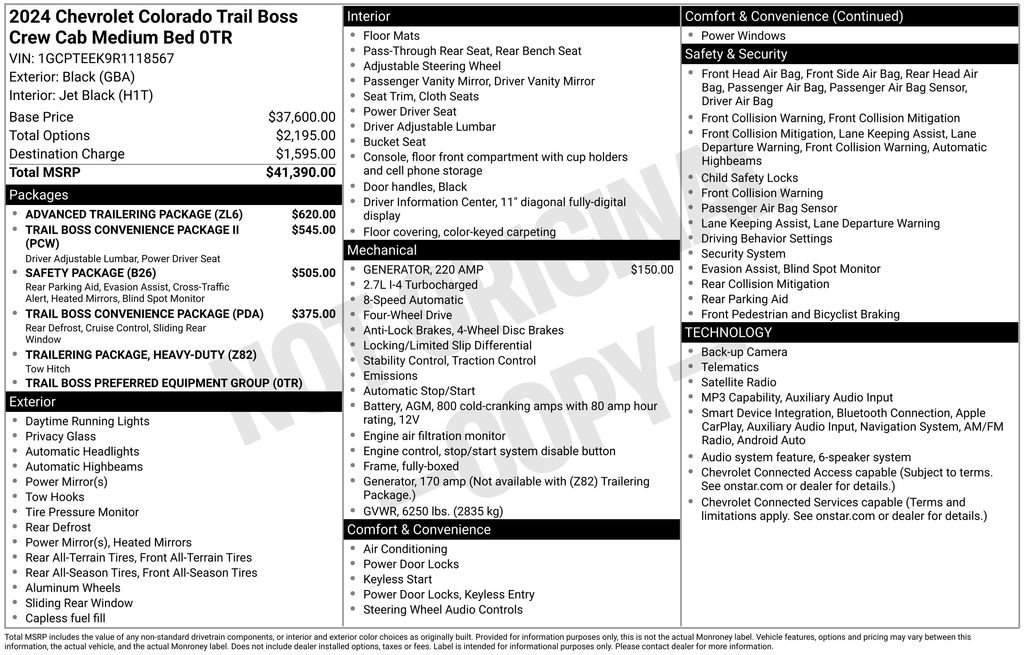 Used 2024 Chevrolet Colorado Trail Boss w/ Advanced Trailering Package AWD/4WD image 7