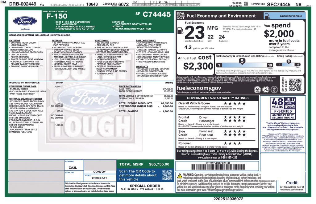 New 2025 Ford F150 Platinum w/ Equipment Group 702A High image 7