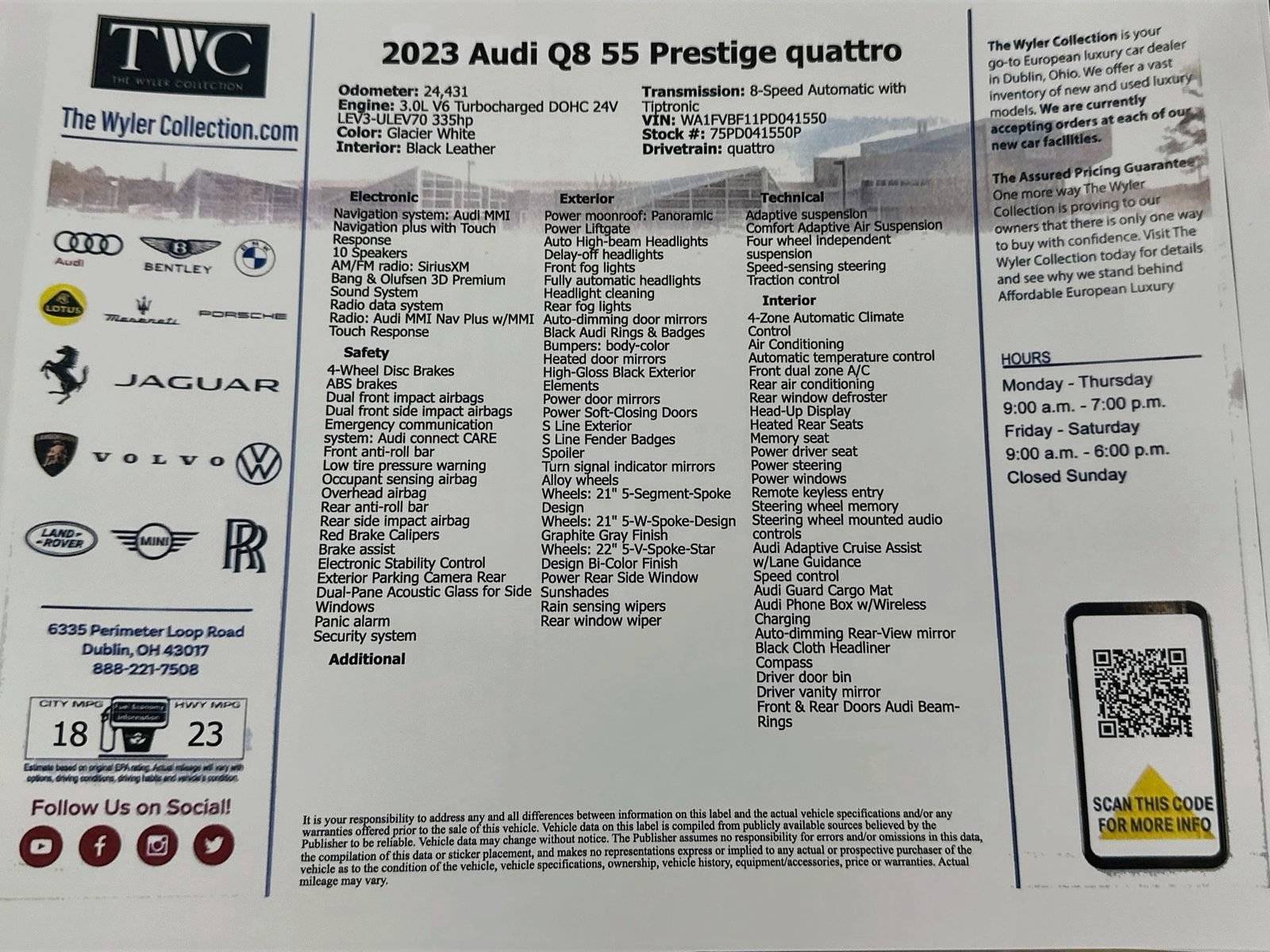 Used 2023 Audi Q8 Prestige w/ Prestige Package AWD/4WD image 49