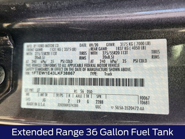 Certified 2020 Ford F150 XL w/ Equipment Group 101A Mid AWD/4WD image 27