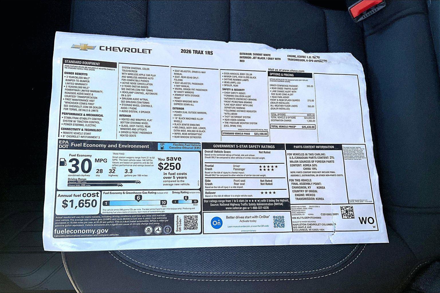 New 2026 Chevrolet Trax RS w/ Driver Confidence Package image 14