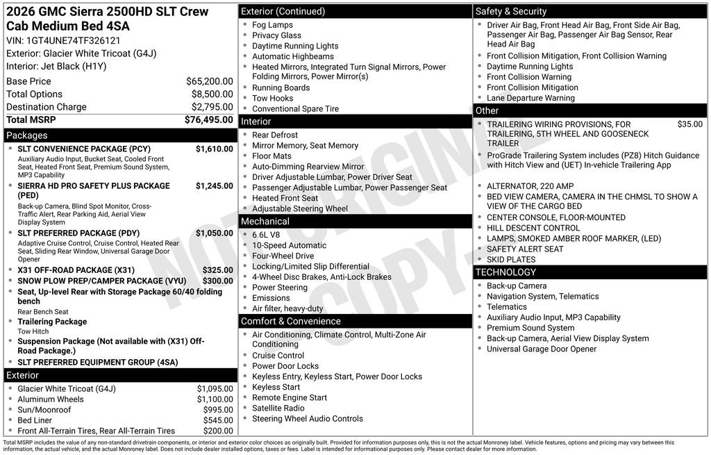 New 2026 GMC Sierra 2500 SLT w/ SLT Convenience Package AWD/4WD image 5