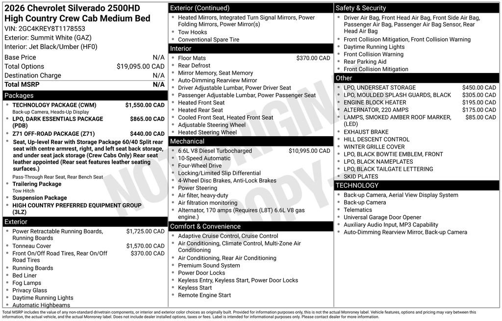 New 2026 Chevrolet Silverado 2500 High Country w/ Technology Package image 26