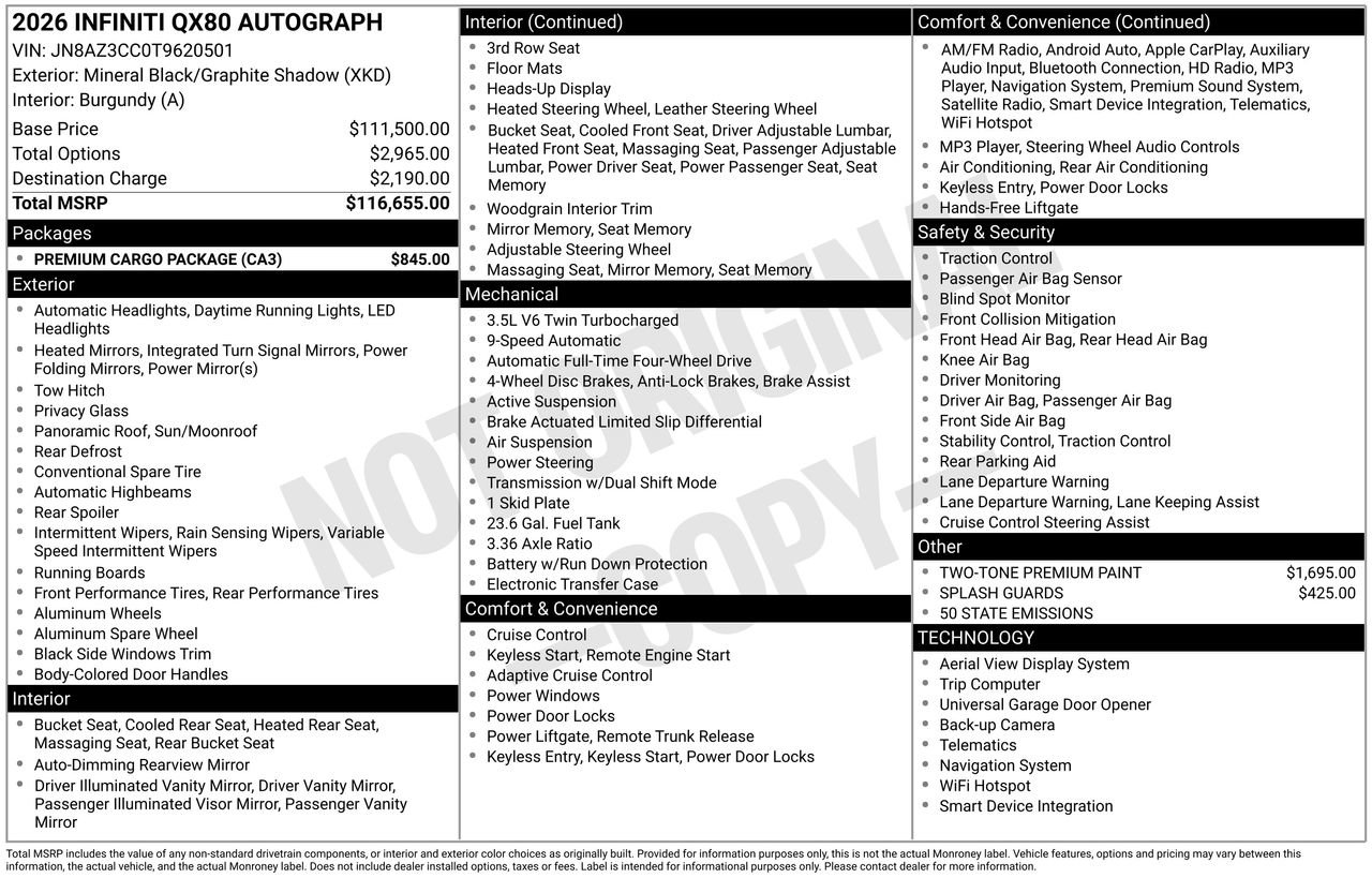 Certified 2026 INFINITI QX80 Autograph w/ Premium Cargo Package image 35