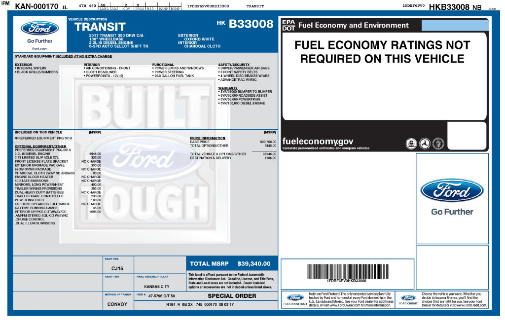 Used 2017 Ford Transit 350 138 DRW w/ Interior Upgrade Package RWD image 2