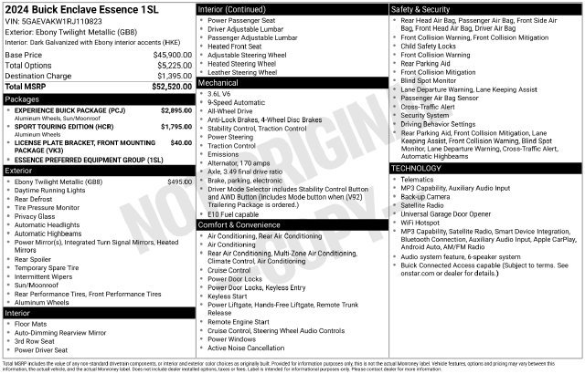 Certified 2024 Buick Enclave Essence w/ Experience Buick Package AWD/4WD image 5