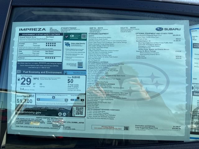 New 2026 Subaru Impreza 2.0i Sport AWD/4WD image 33