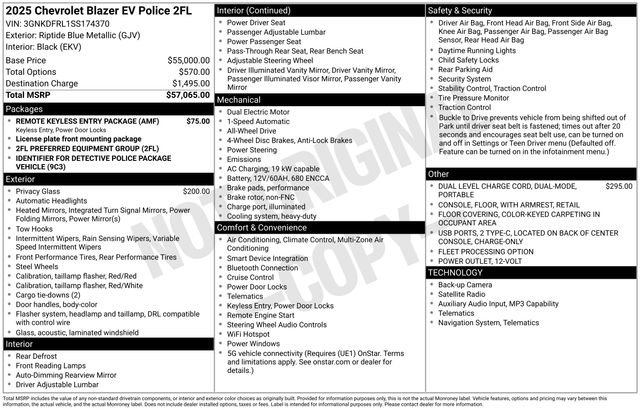 New 2025 Chevrolet Blazer EV AWD Police w/ Remote Keyless Entry Package image 4