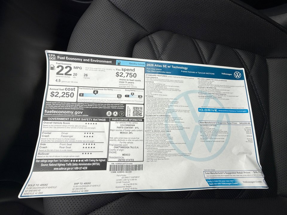 New 2026 Volkswagen Atlas SE image 33