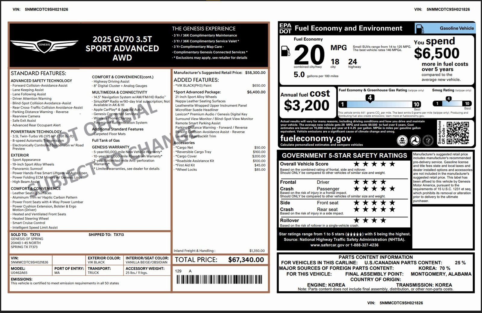 Certified 2025 Genesis GV70 3.5T Sport w/ Sport Advanced Package image 3