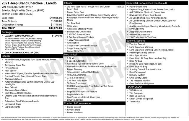 Used 2021 Jeep Grand Cherokee L Laredo w/ Luxury Tech Group I image 3