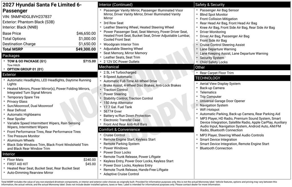 New 2027 Hyundai Santa Fe Limited w/ Tow & Go Package AWD/4WD image 28