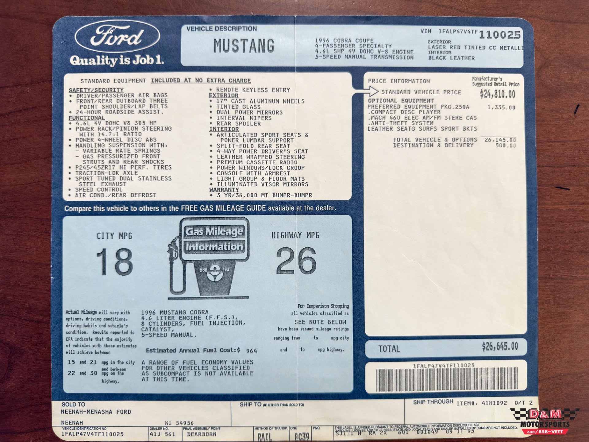 Used 1996 Ford Mustang Cobra RWD image 58