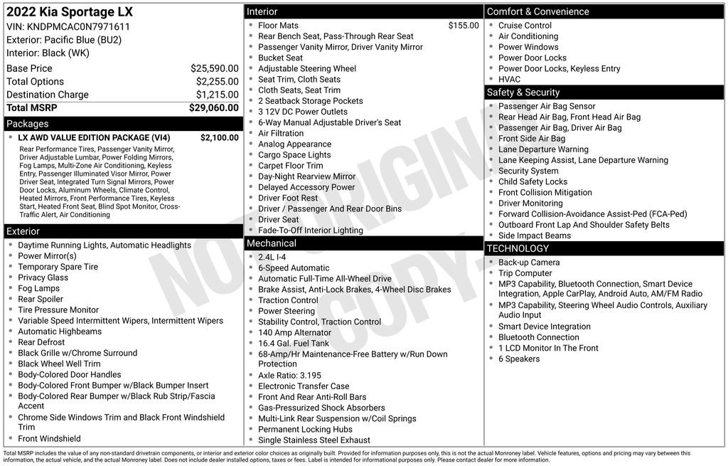 Certified 2022 Kia Sportage LX w/ LX AWD Value Edition Package image 2