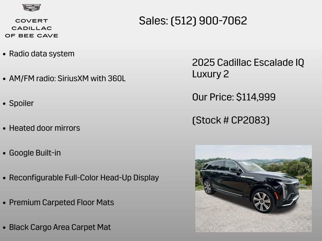 Certified 2025 Cadillac Escalade IQ Luxury 2 w/ LPO, Premium Carpet Package AWD/4WD image 14
