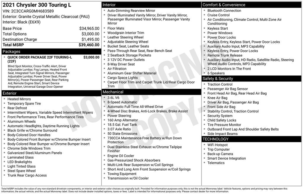 Used 2021 Chrysler 300 Touring L image 36
