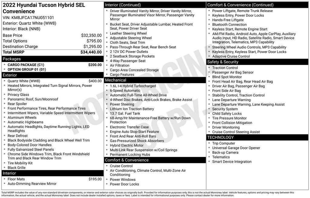 Used 2022 Hyundai Tucson SEL w/ Cargo Package AWD/4WD image 6