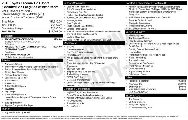 Used 2018 Toyota Tacoma TRD Sport w/ Technology Package image 12
