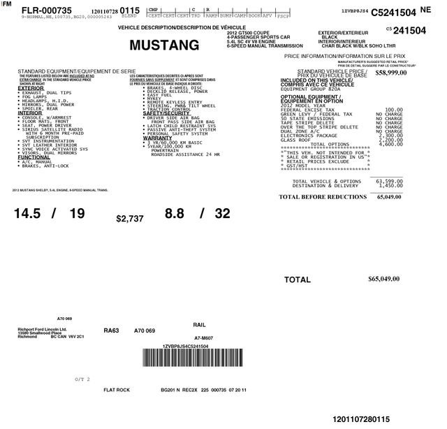 Used 2012 Ford Mustang Shelby GT500 w/ Electronics Pkg RWD image 4