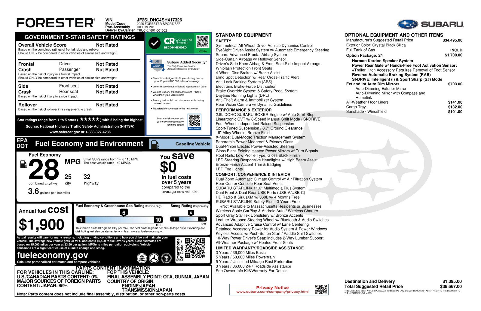 Certified 2025 Subaru Forester Sport image 11