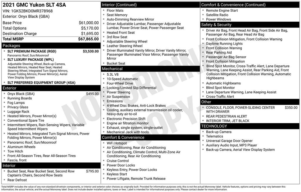 Used 2021 GMC Yukon SLT w/ SLT Premium Package image 5