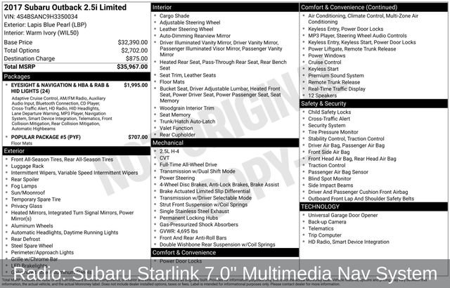 Used 2017 Subaru Outback 2.5i Limited image 5