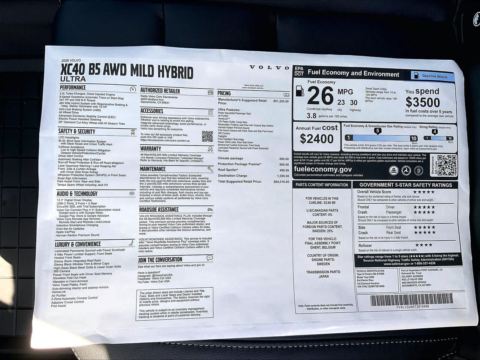 New 2026 Volvo XC40 B5 Ultra w/ Protection Package Premier AWD/4WD image 36