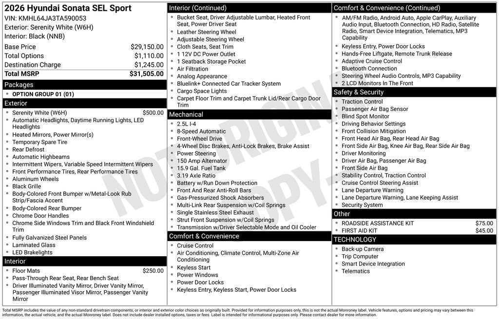 New 2026 Hyundai Sonata SEL FWD image 5