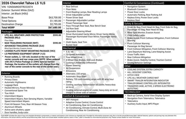 New 2026 Chevrolet Tahoe LS AWD/4WD image 36